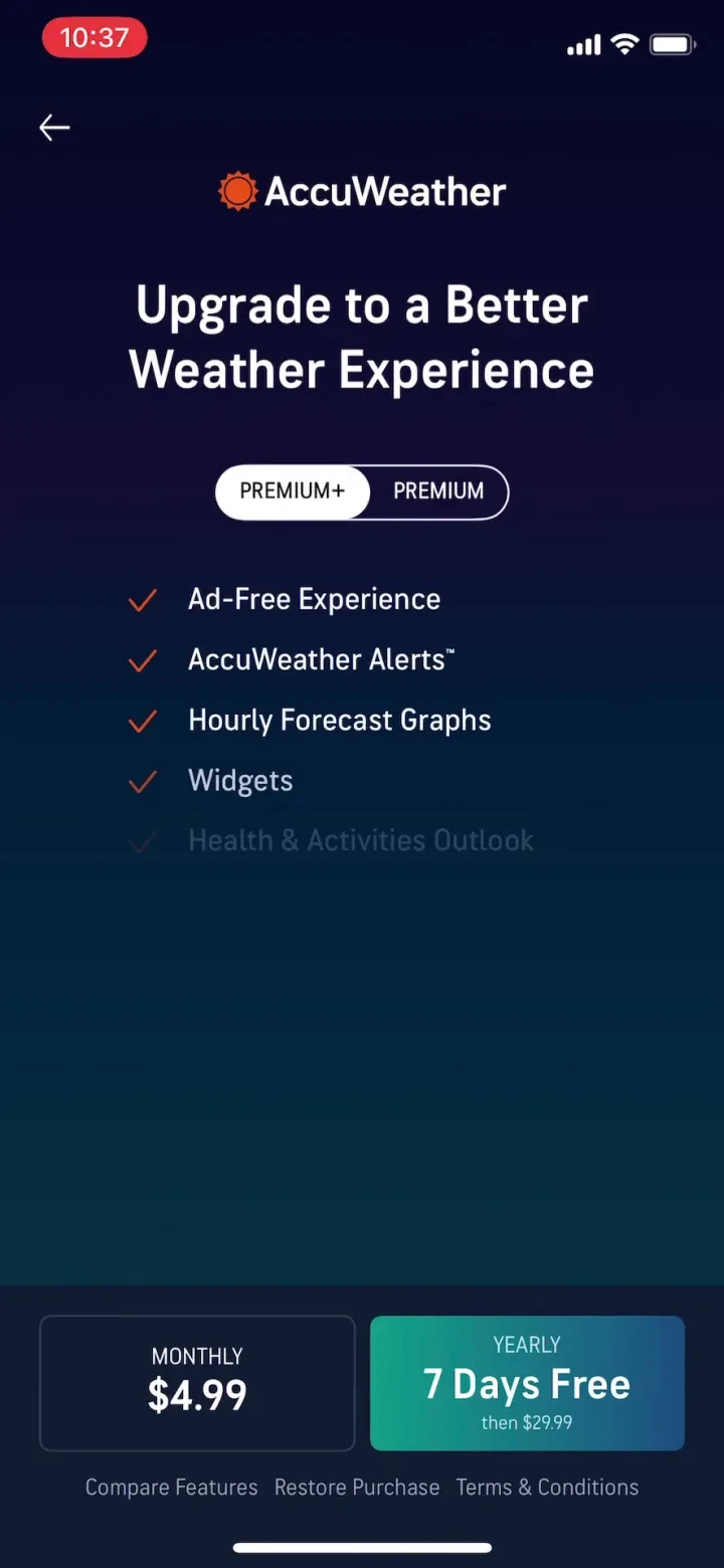 AccuWeather: Weather Forecast paywall screenshot