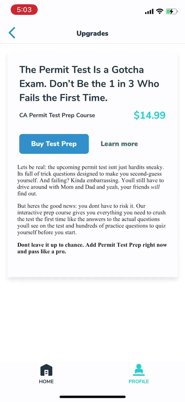 Aceable Drivers Ed & Test Prep paywall screenshot