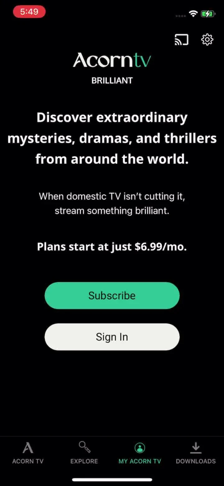 Acorn TV: Brilliant Mysteries paywall screenshot