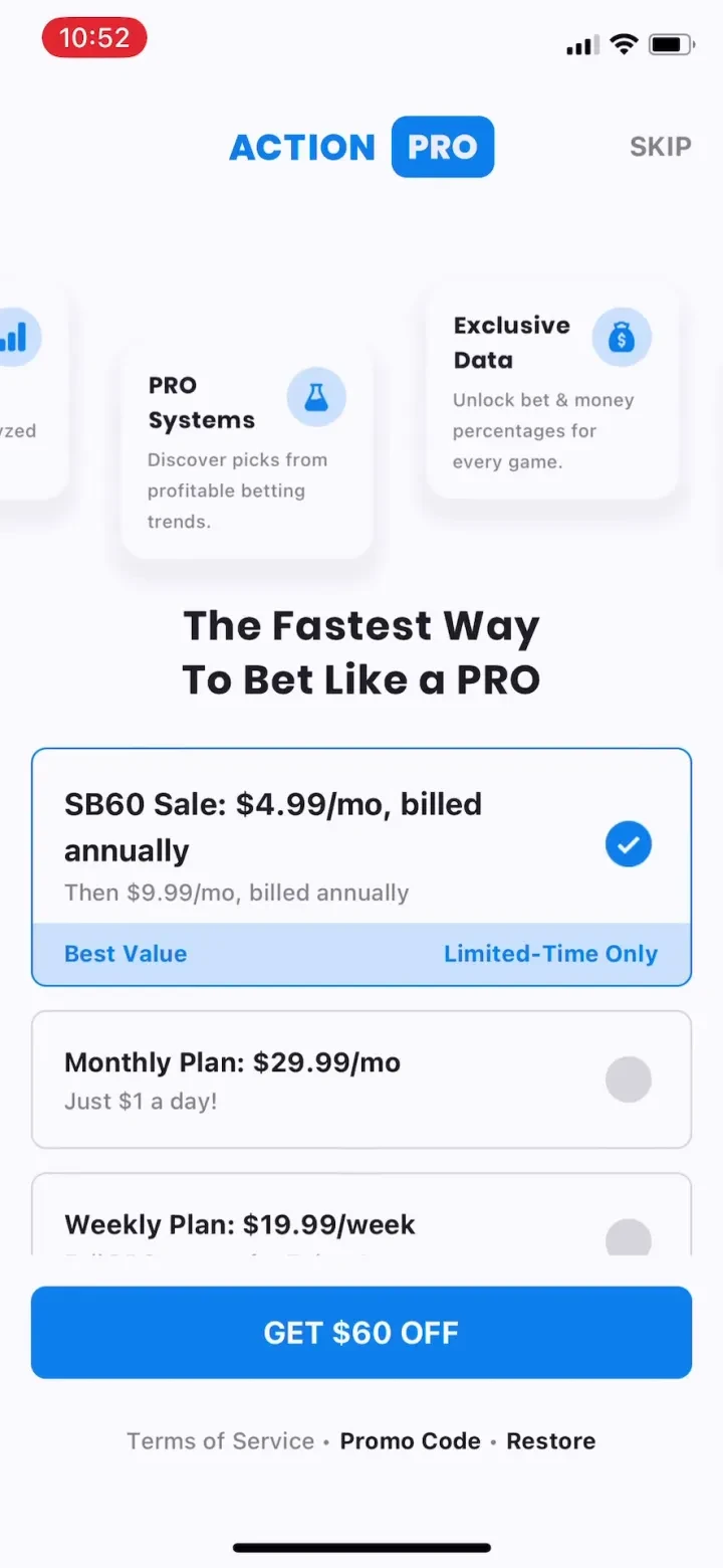 Action Network: Sports Betting paywall screenshot