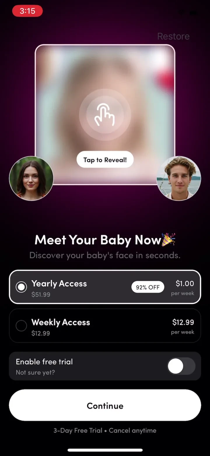 AI Baby Generator: Face Maker paywall screenshot