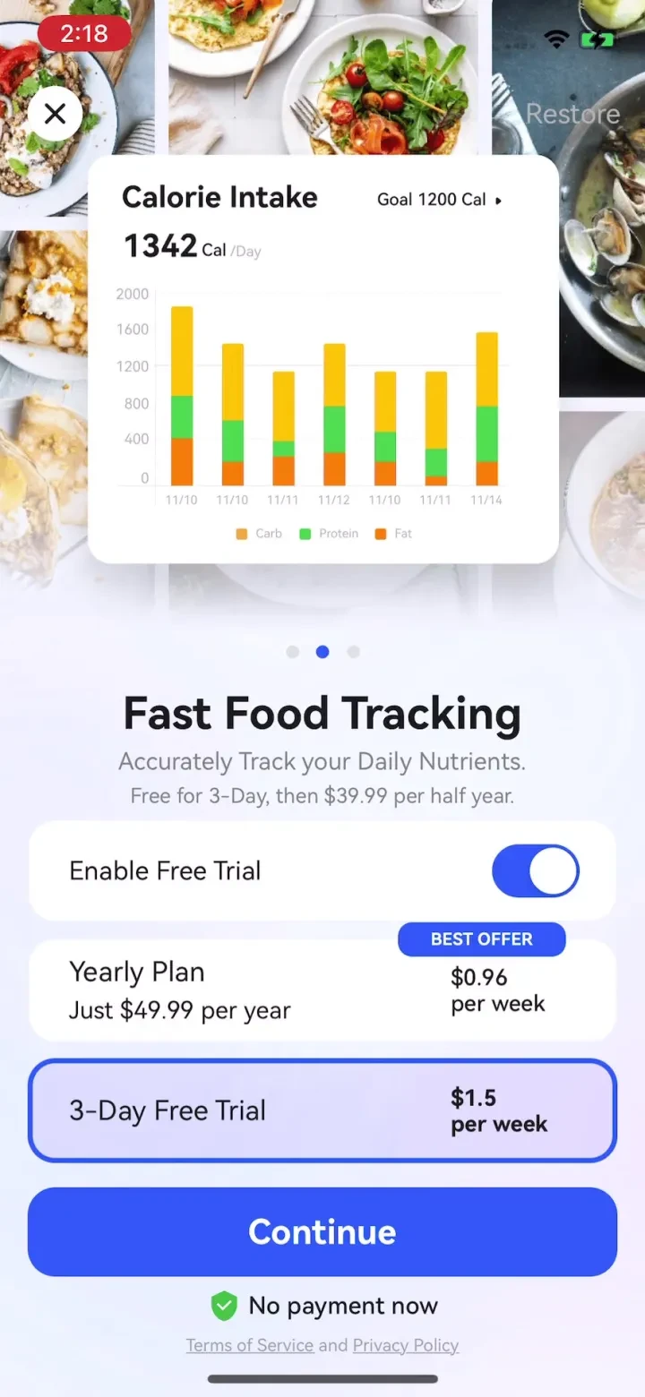 AI Calorie Counter - Appediet paywall screenshot
