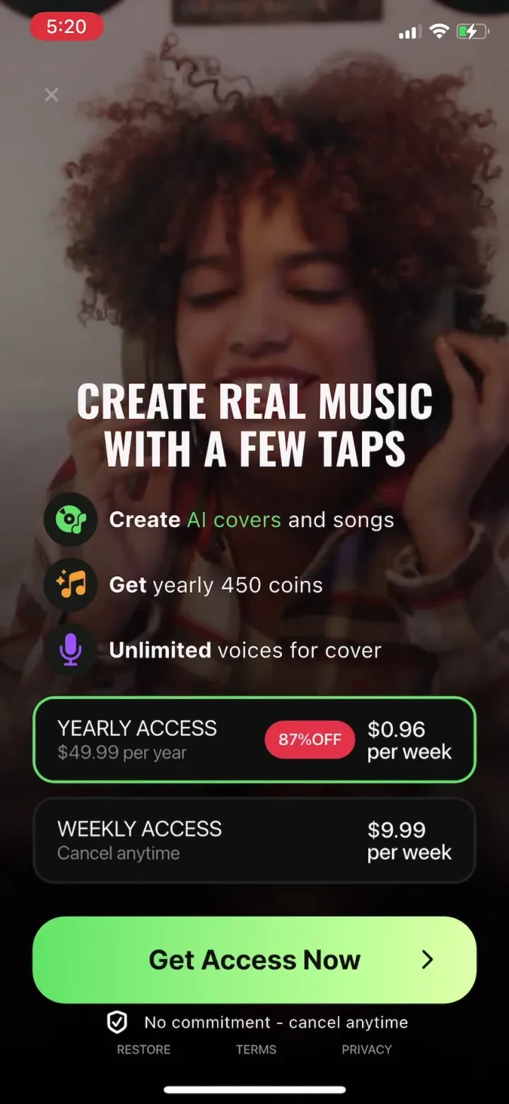 AI Music: Cover & Song Maker paywall screenshot