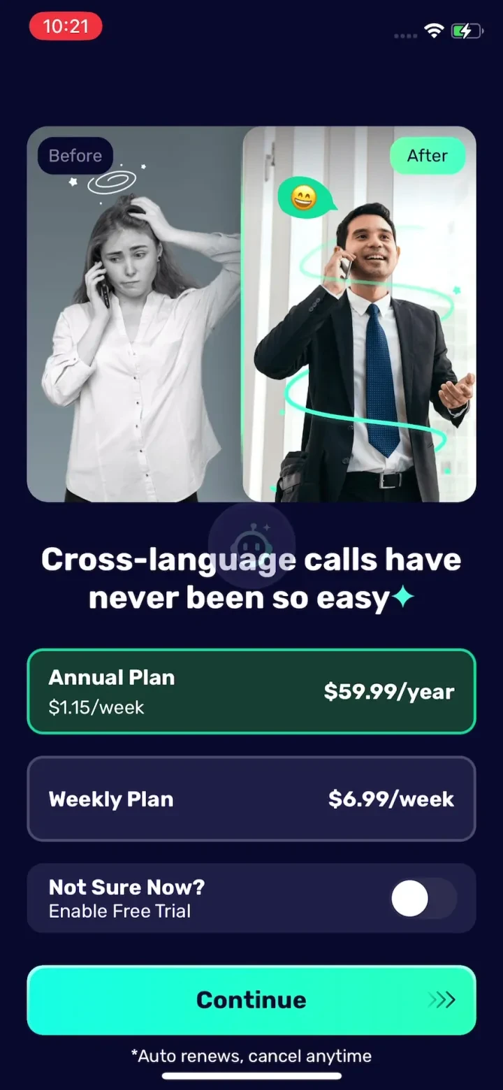 AI Phone:Call&Voice Translator paywall screenshot