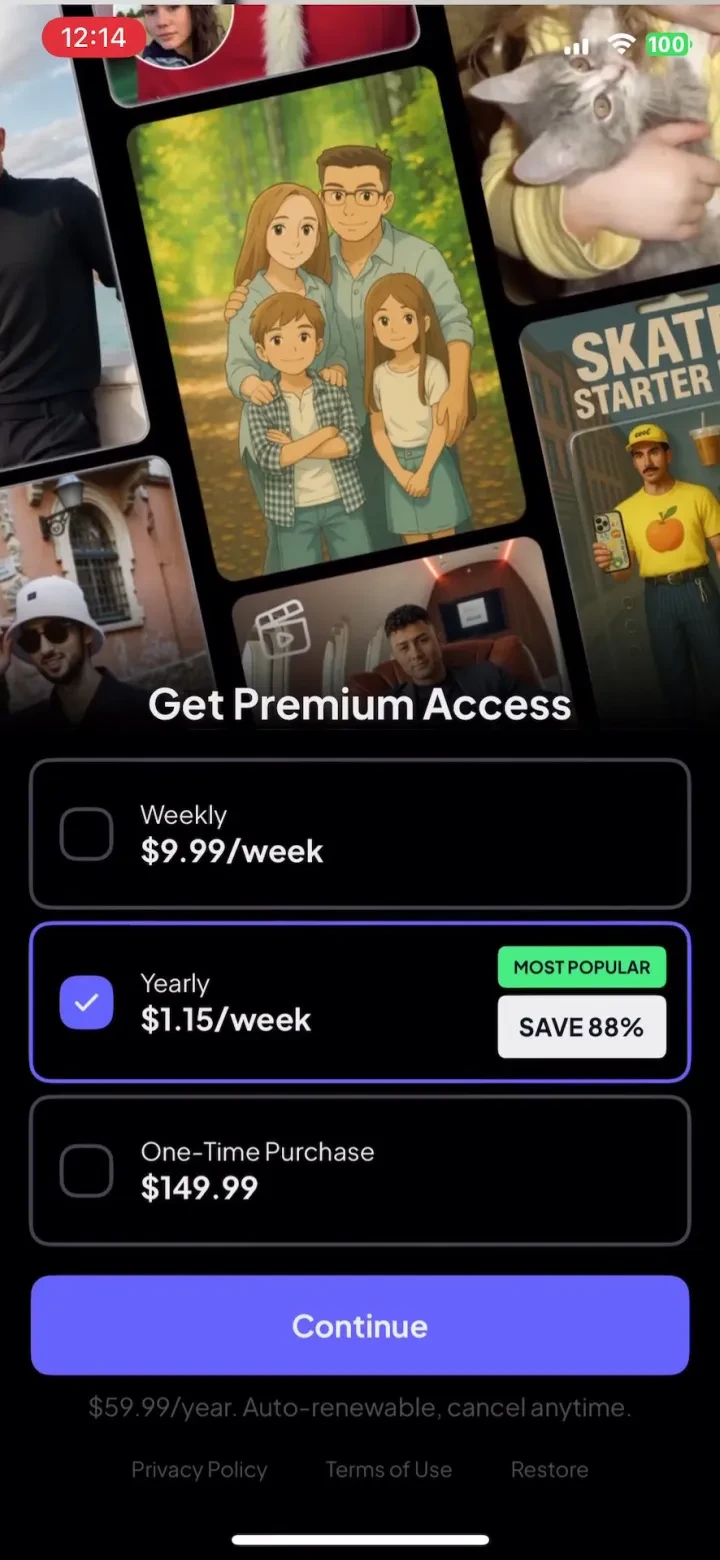 AI Photo Generator: FaceOff paywall screenshot