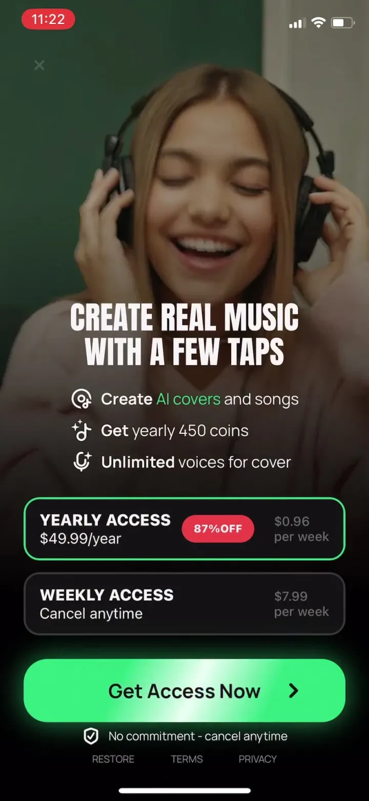 AI Song Generator & Creator paywall screenshot