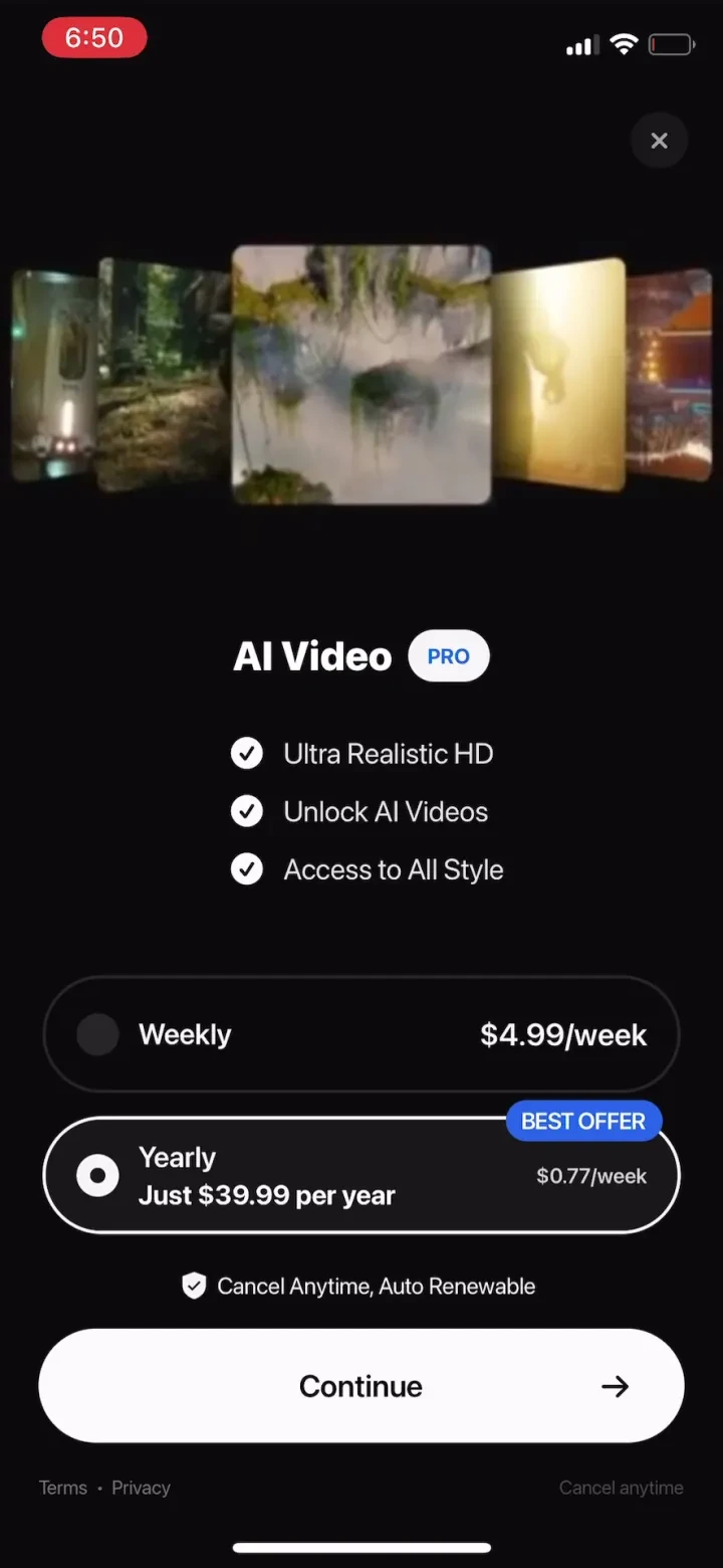 AI Video - AI Video Generator paywall screenshot