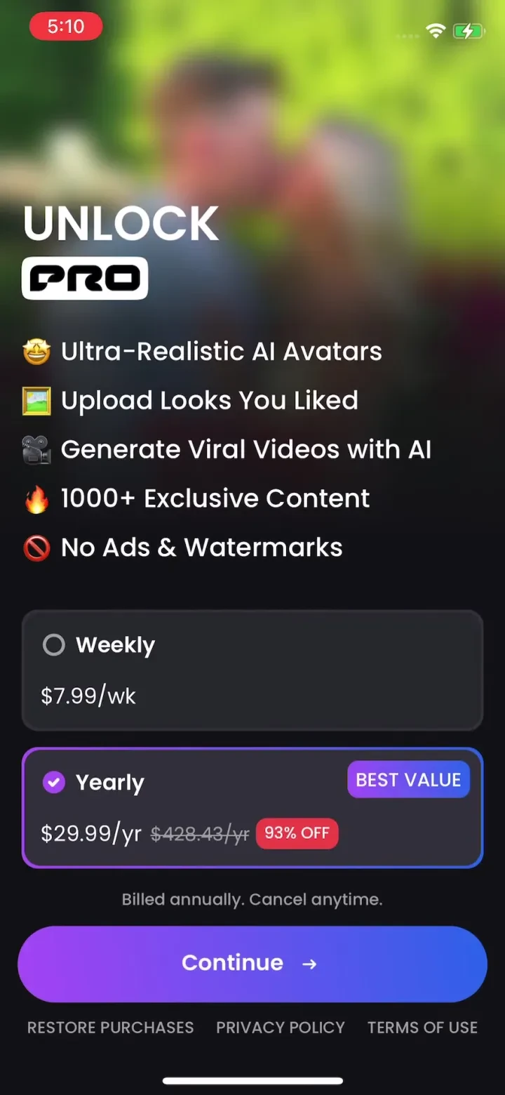 AI Video Generator, Pic・Filter paywall screenshot