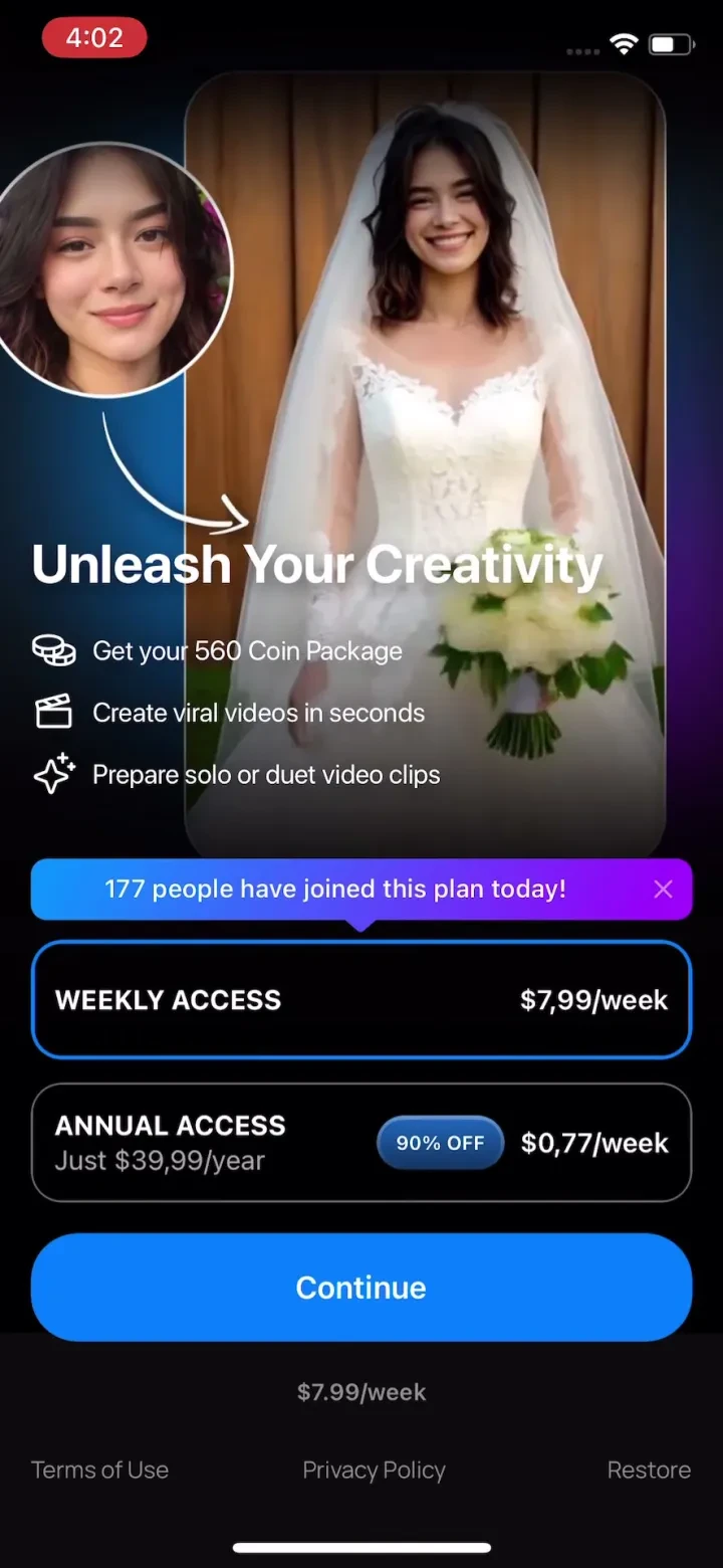 AI Video Photo Generator Videa paywall screenshot