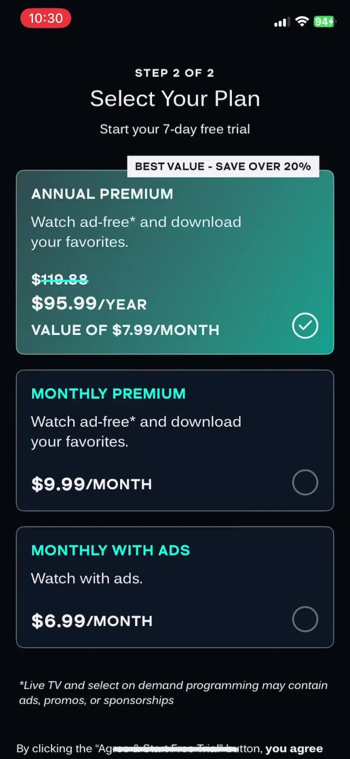 AMC+ | TV Shows & Movies paywall screenshot
