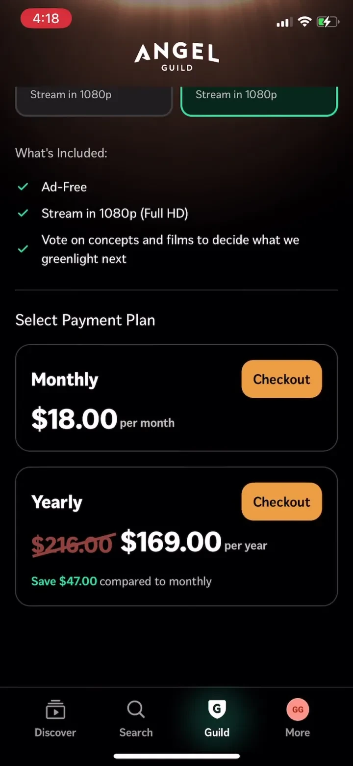 Angel: Stream TV & Movies paywall screenshot