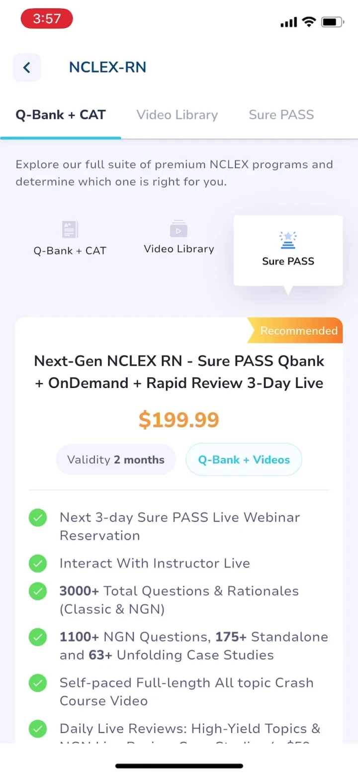 Archer Review NCLEX paywall screenshot