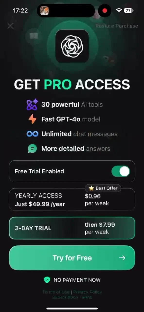 Ask Assist - AI Chat Bot paywall screenshot