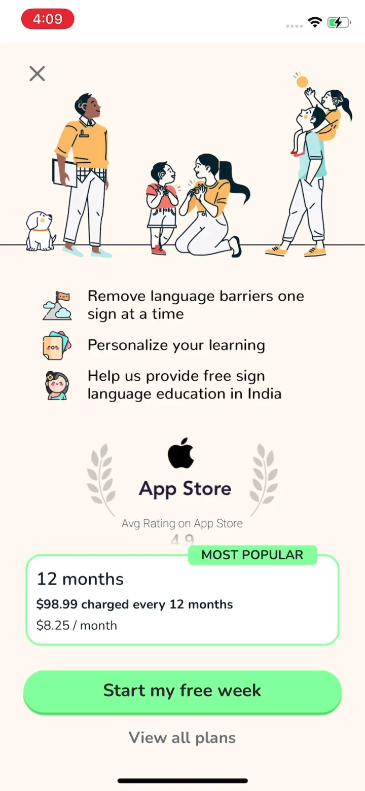ASL Bloom - Sign Language paywall screenshot