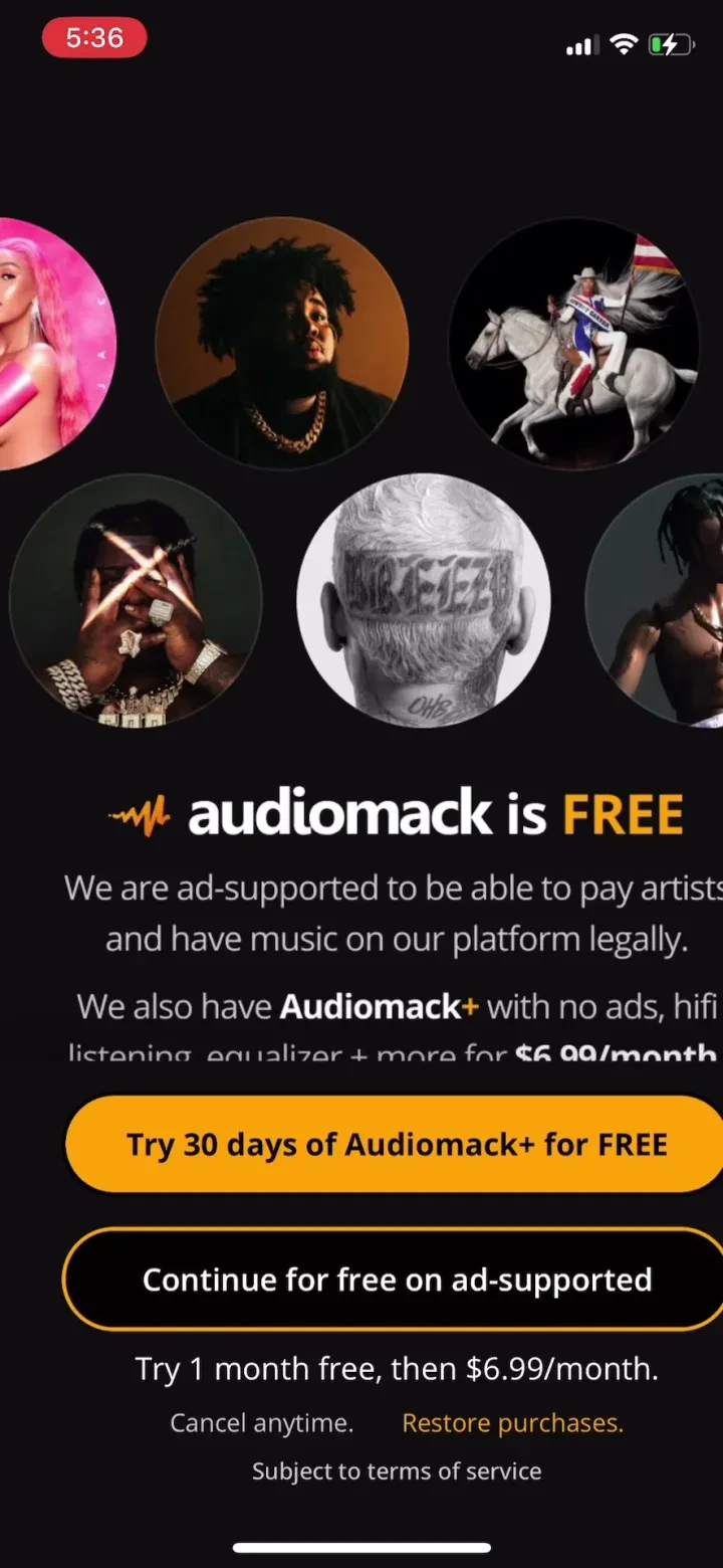 Audiomack - Play Music Offline paywall screenshot