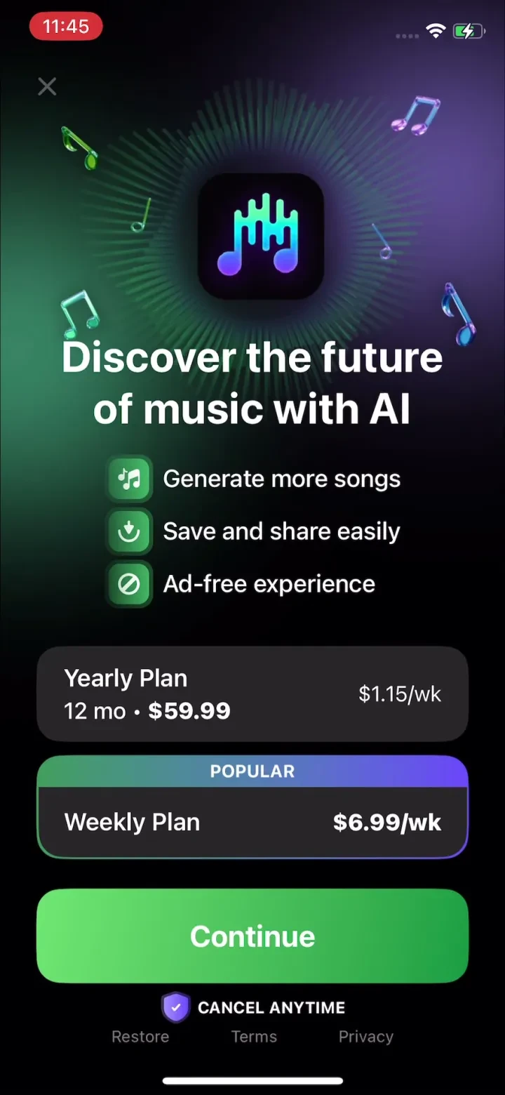 Beatz: AI Song・Cover Generator paywall screenshot