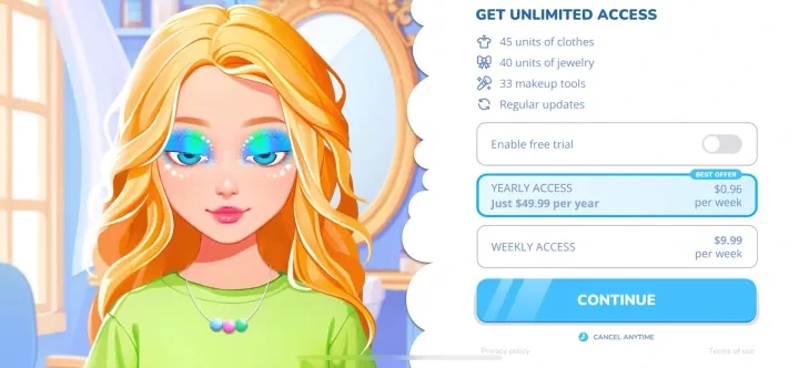 Beauty Salon Games for Girls paywall screenshot