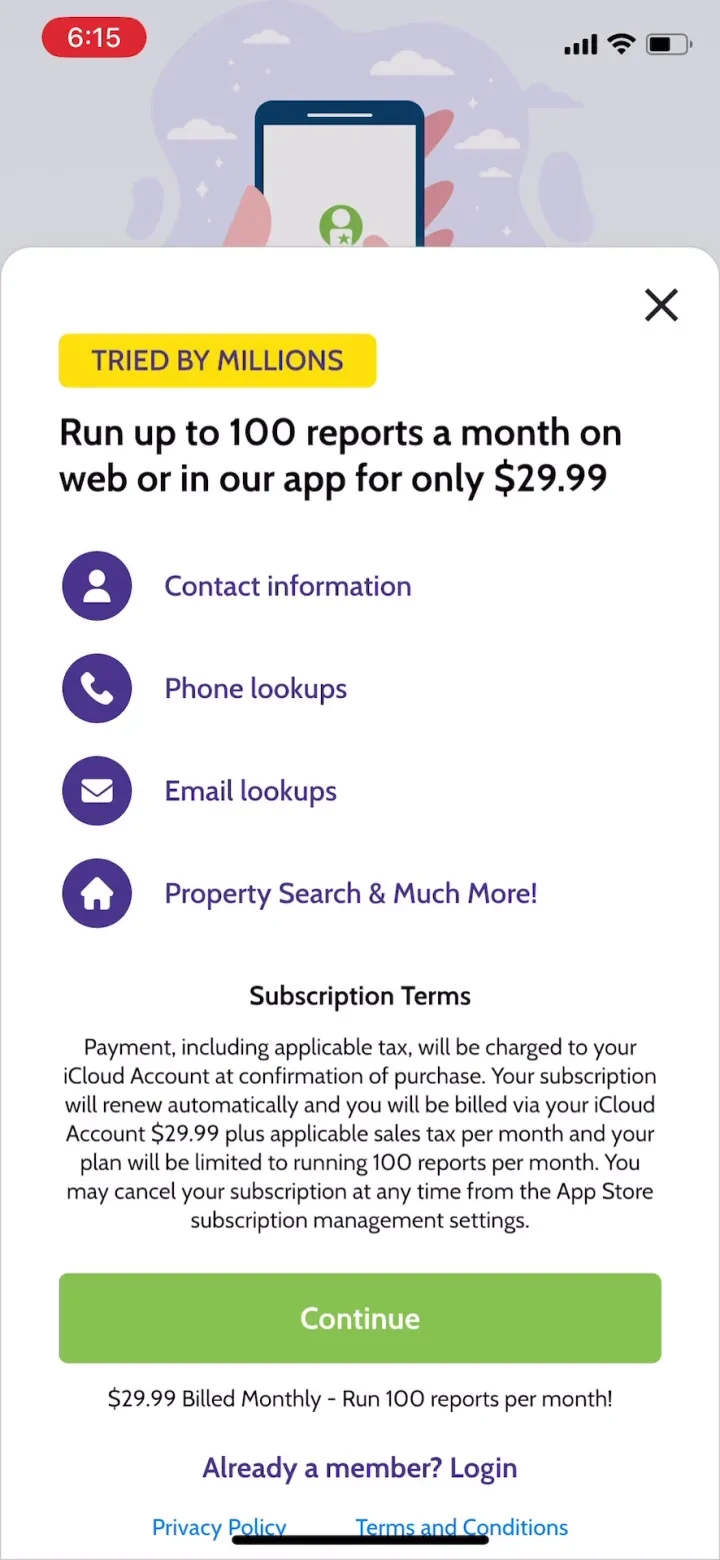 BeenVerified: People Search paywall screenshot