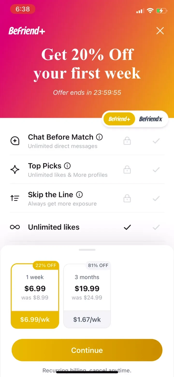 BeFriend - Make new friends paywall screenshot