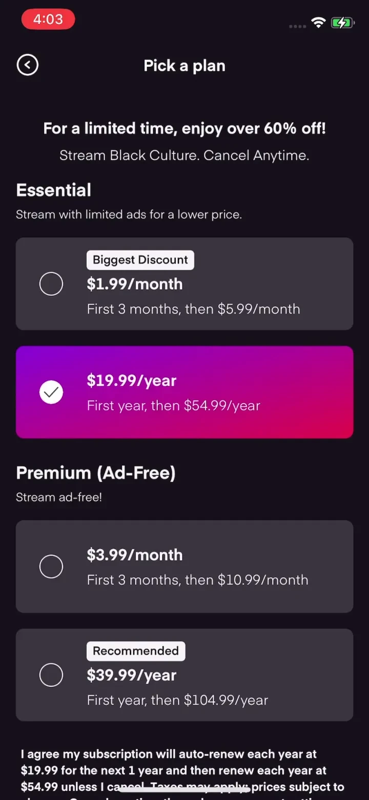 BET+ paywall screenshot