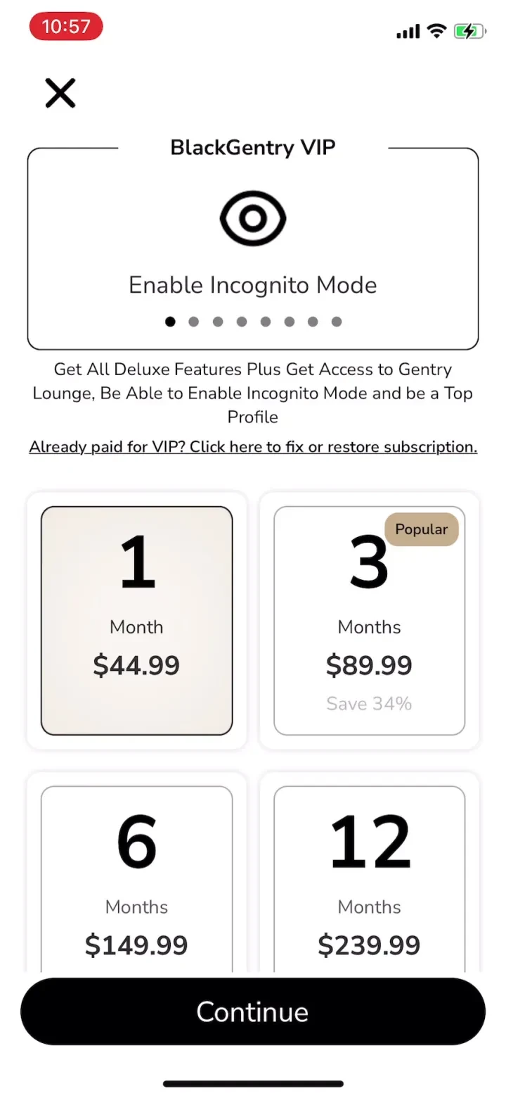 BlackGentry: Black Dating App paywall screenshot