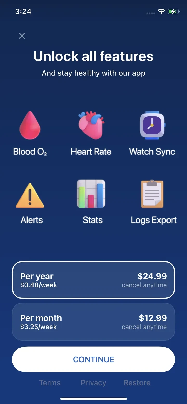 Blood Oxygen App paywall screenshot