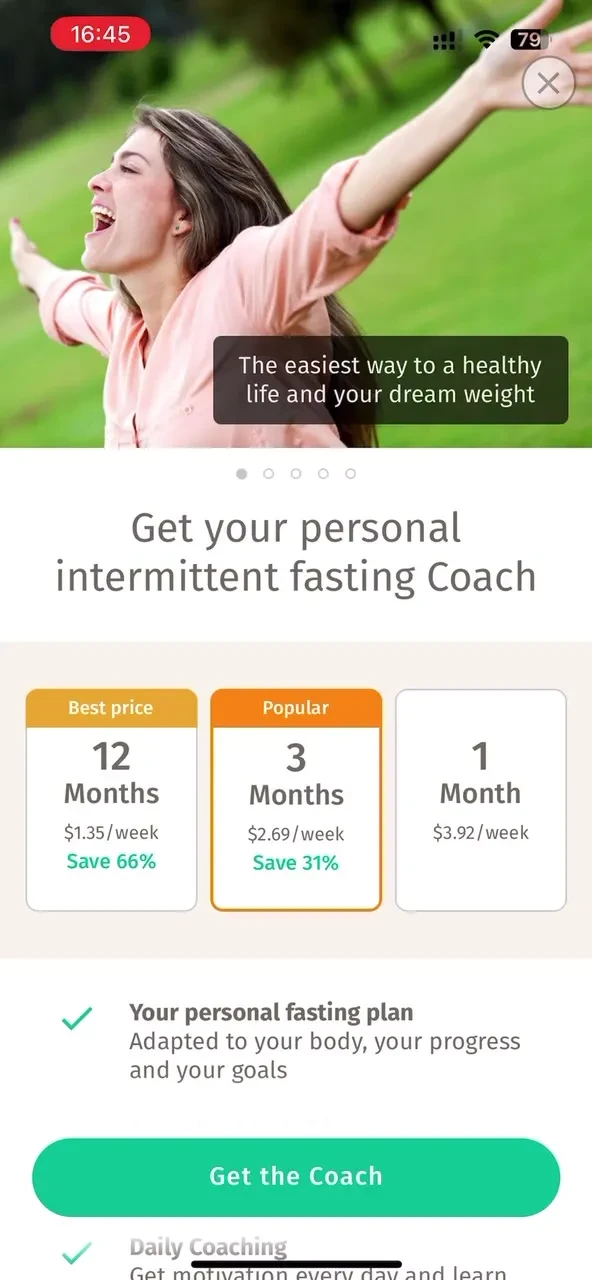 BodyFast: Intermittent Fasting paywall screenshot