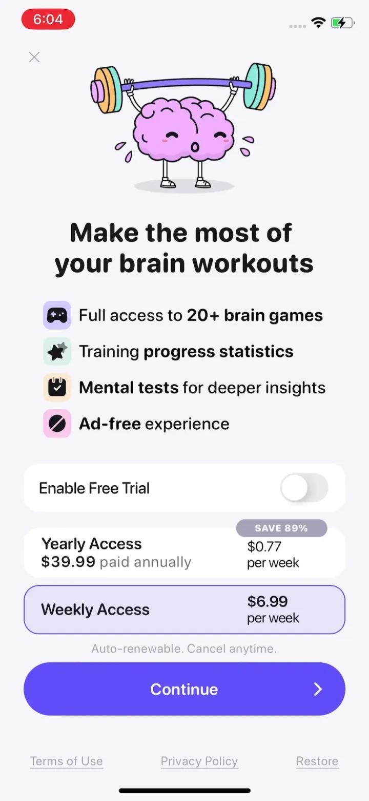 BrainGain - Brain Training paywall screenshot