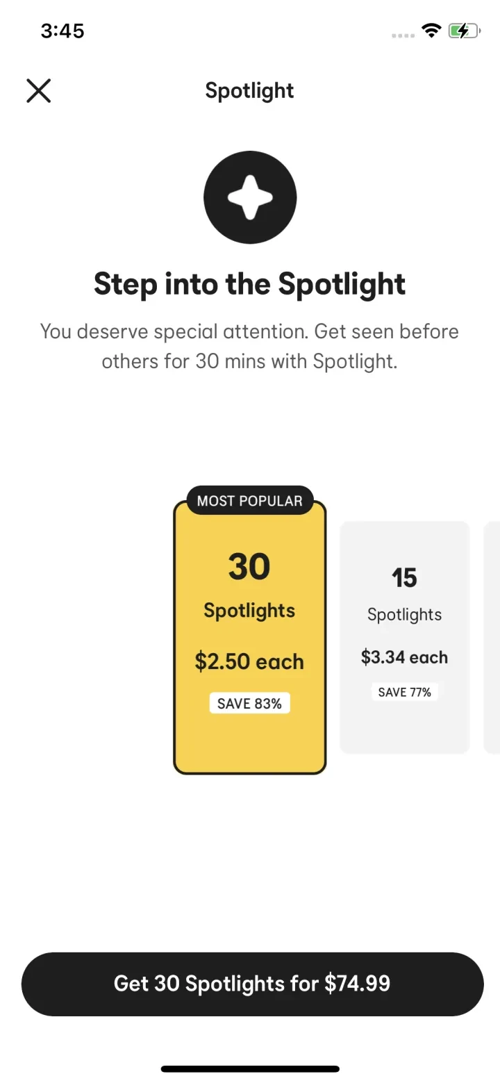 Bumble Dating App: Meet & Date paywall screenshot