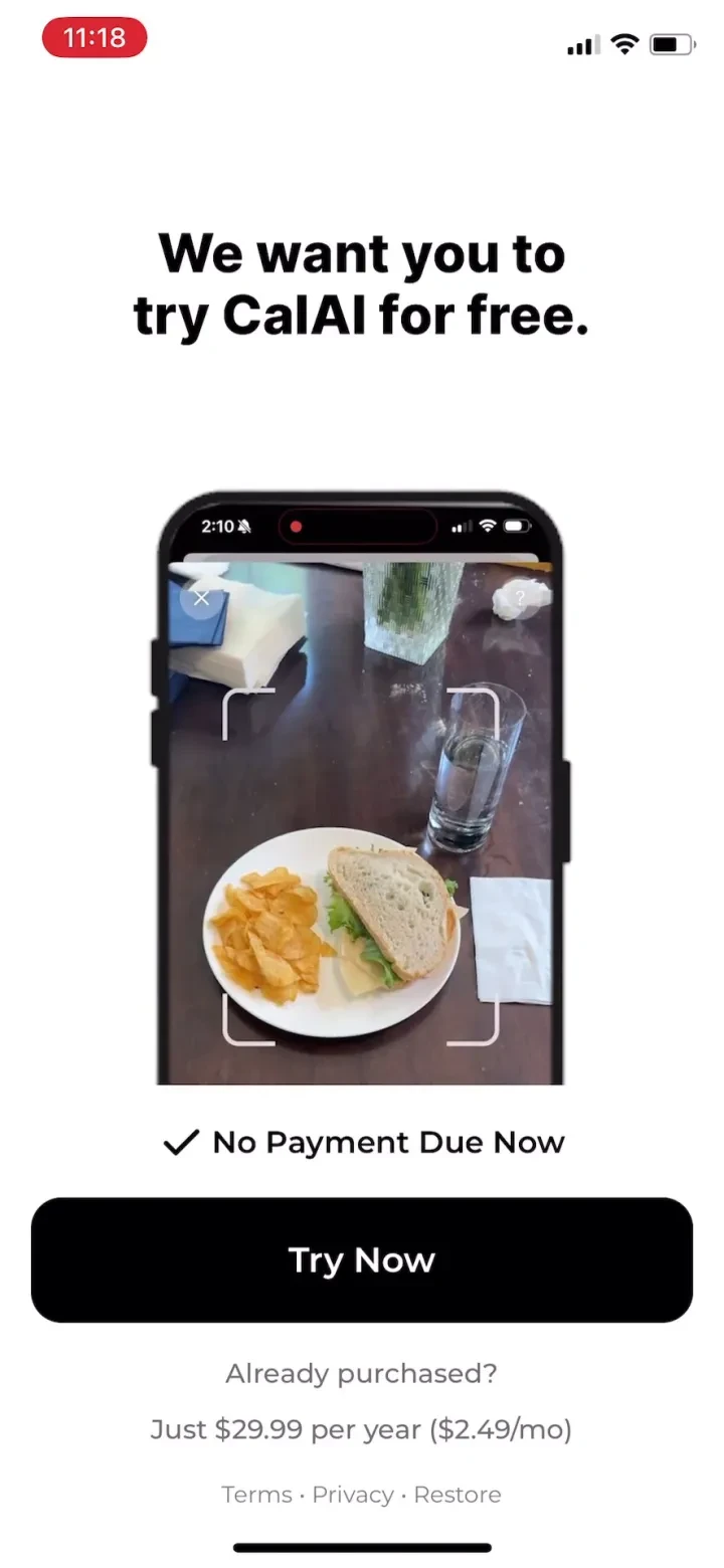 Cal AI - Calorie Tracker paywall screenshot