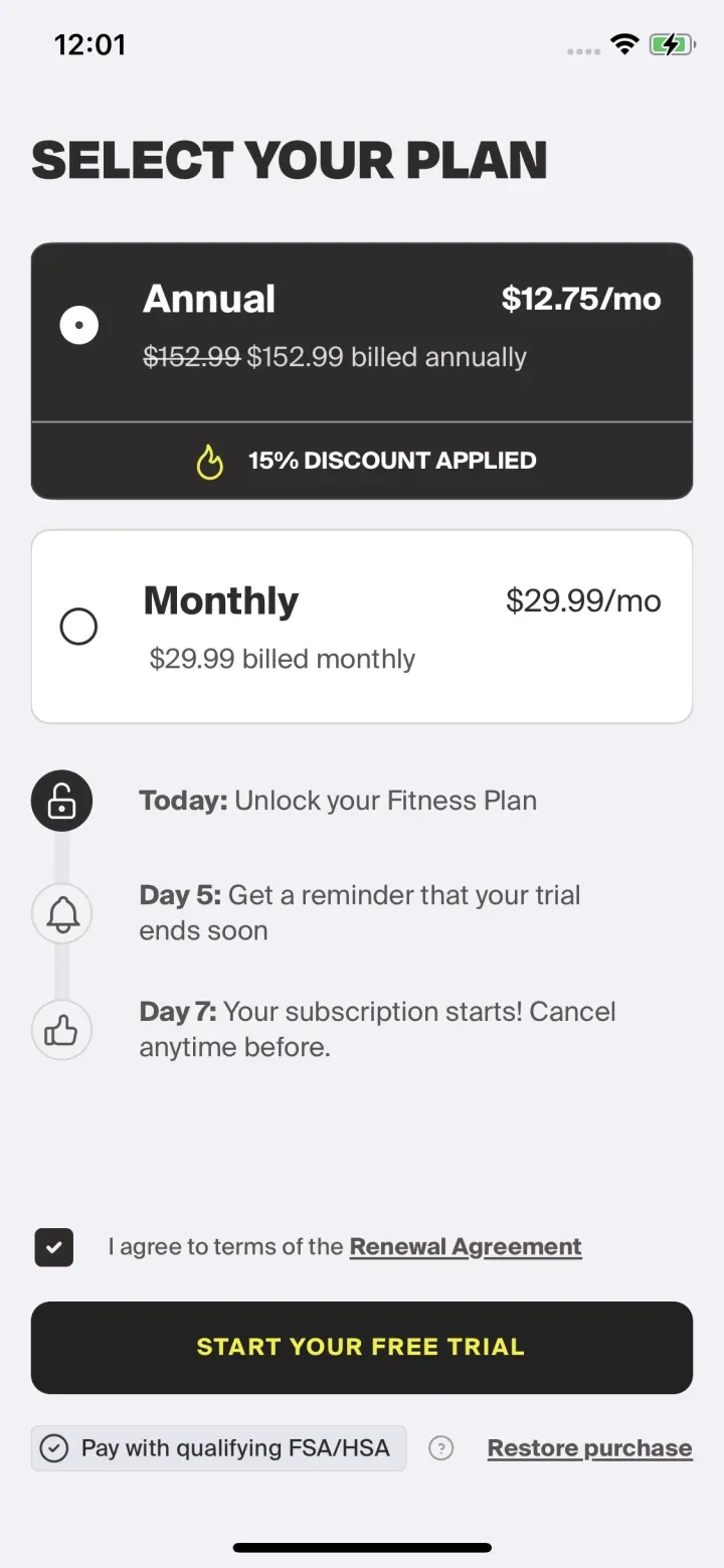 Centr: Strength & Fitness App paywall screenshot