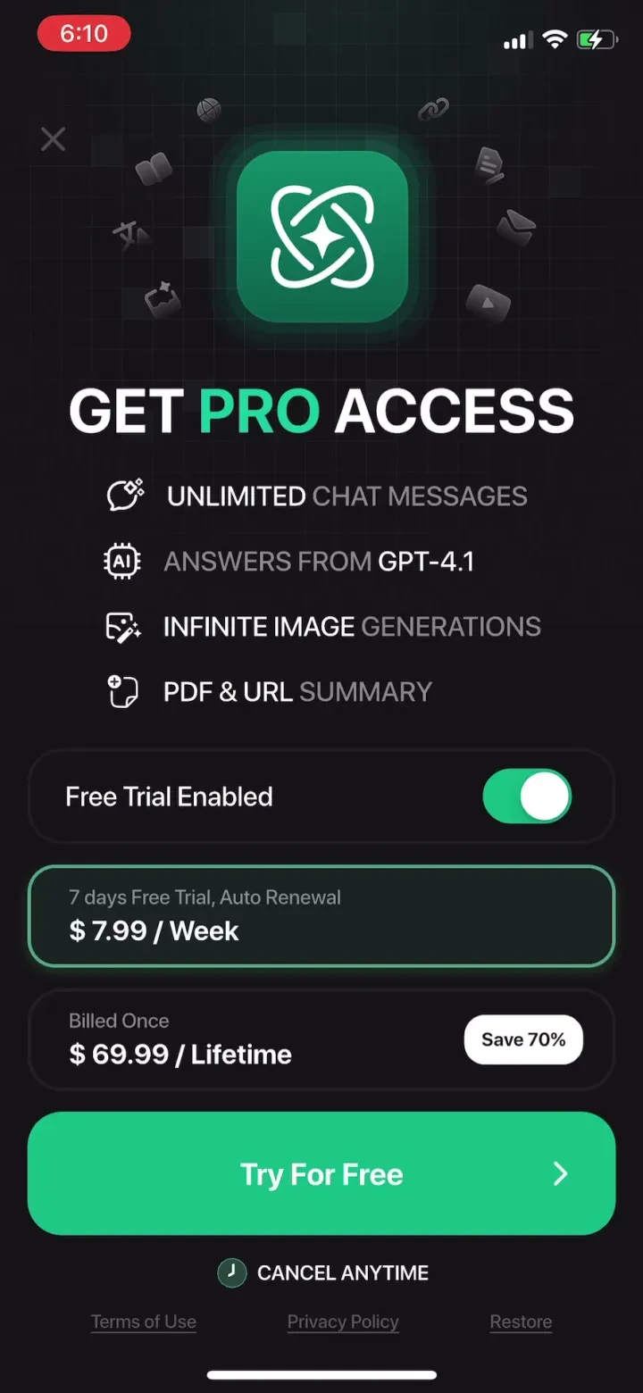 Chat AI: Ask Agent Anything paywall screenshot