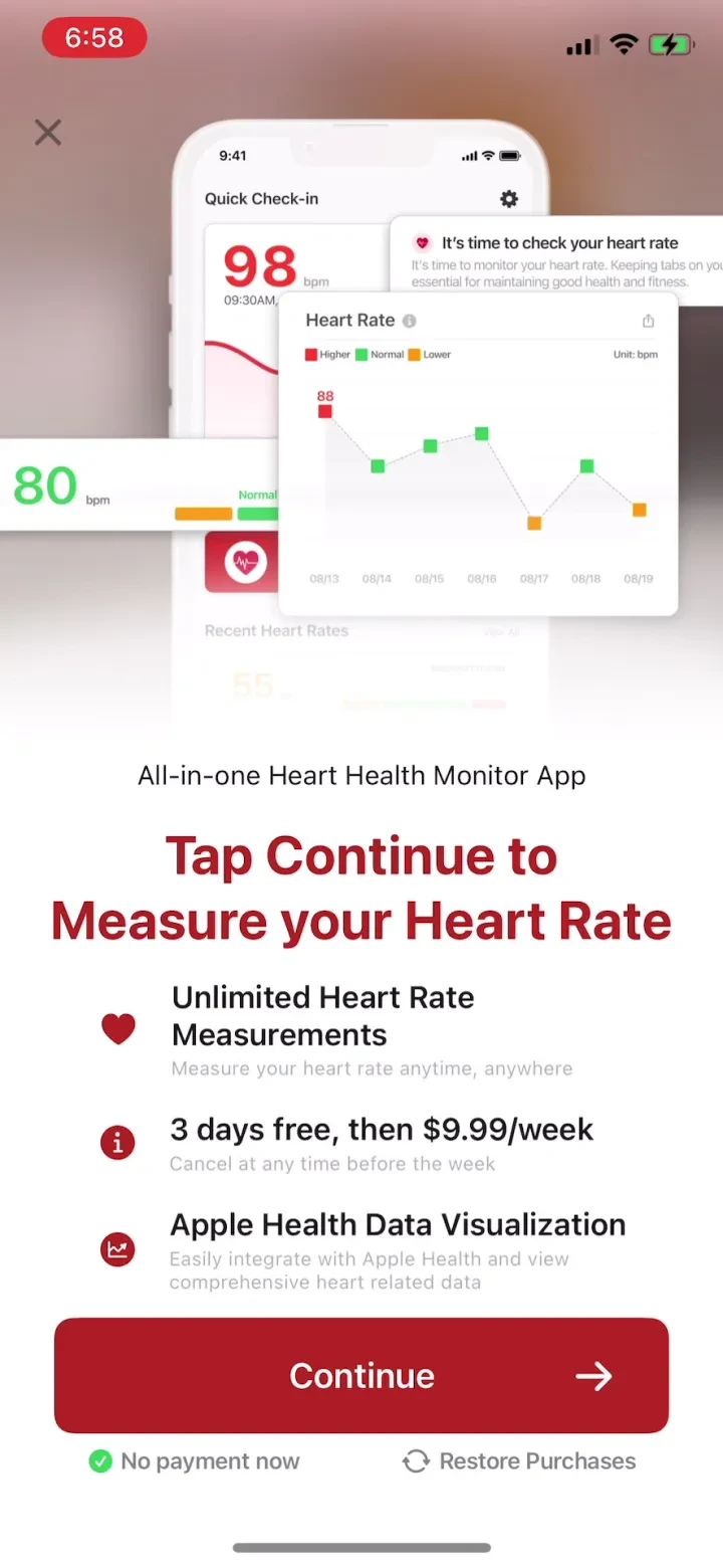 Check Heart Rate Now paywall screenshot