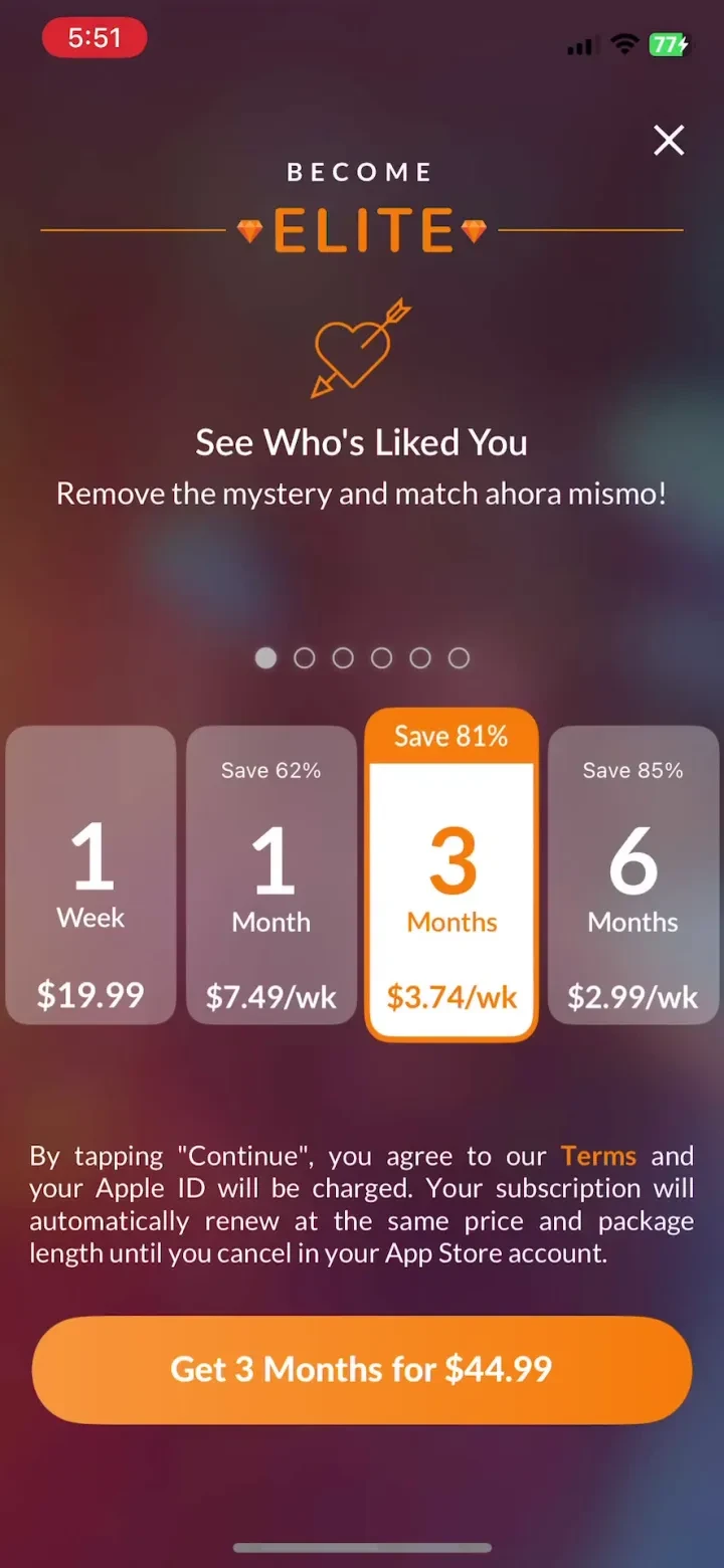 Chispa: Dating App for Latinos paywall screenshot