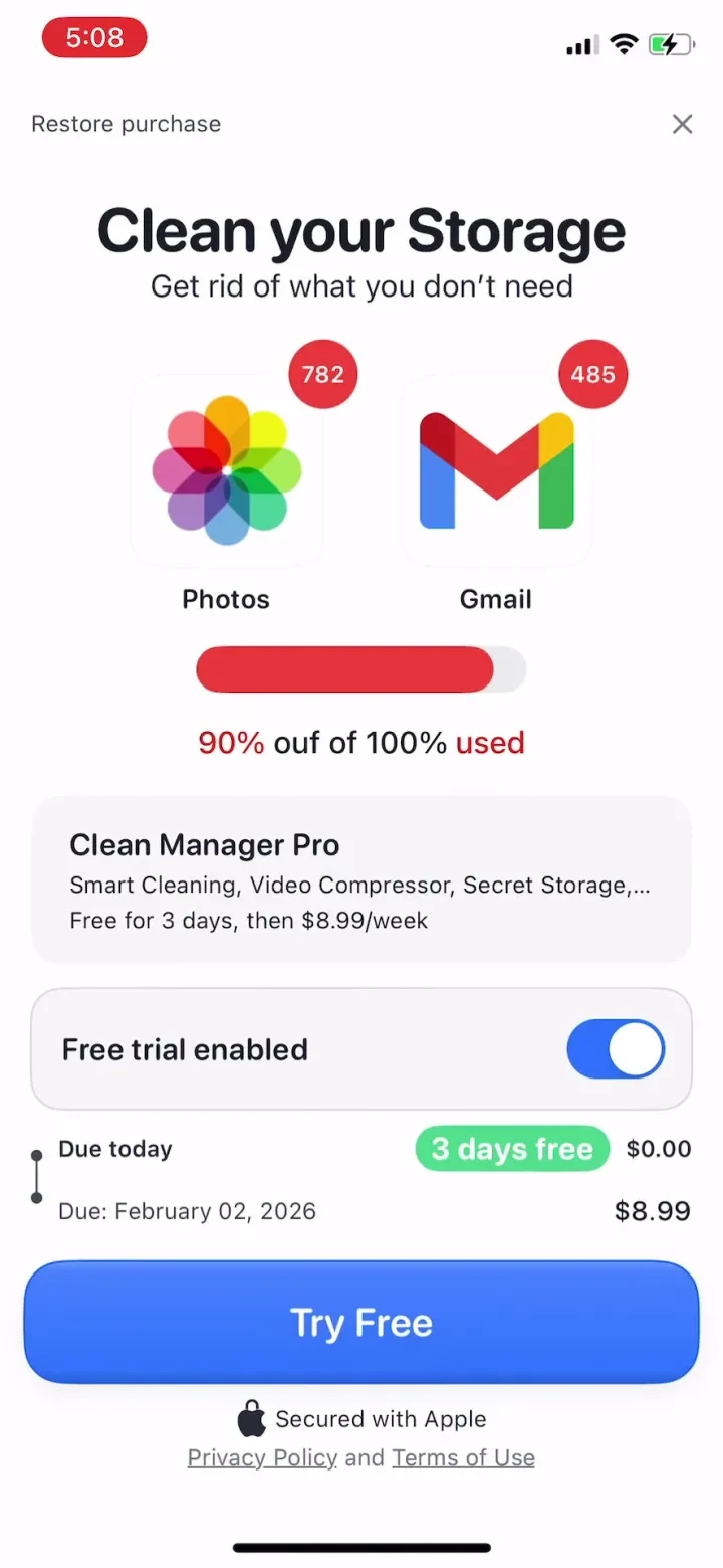 Clean Manager: Storage Cleaner paywall screenshot
