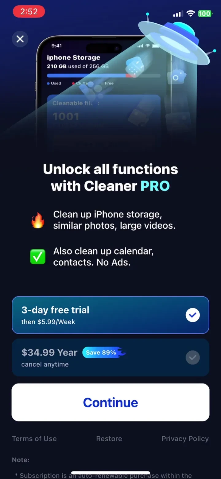 Cleaner PRO:photos cleaner paywall screenshot