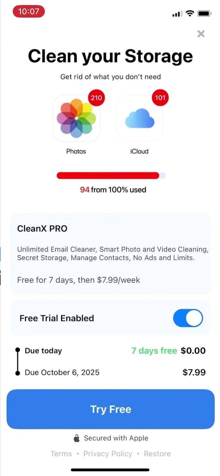 CleanX: Clean Up Storage paywall screenshot