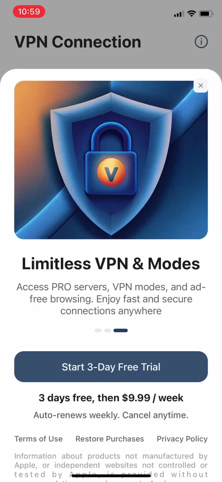 ClearNet VPN Secure paywall screenshot