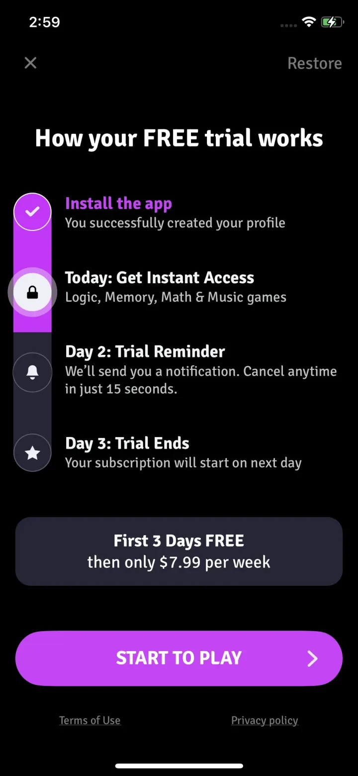 Clever: Brain Training Games paywall screenshot