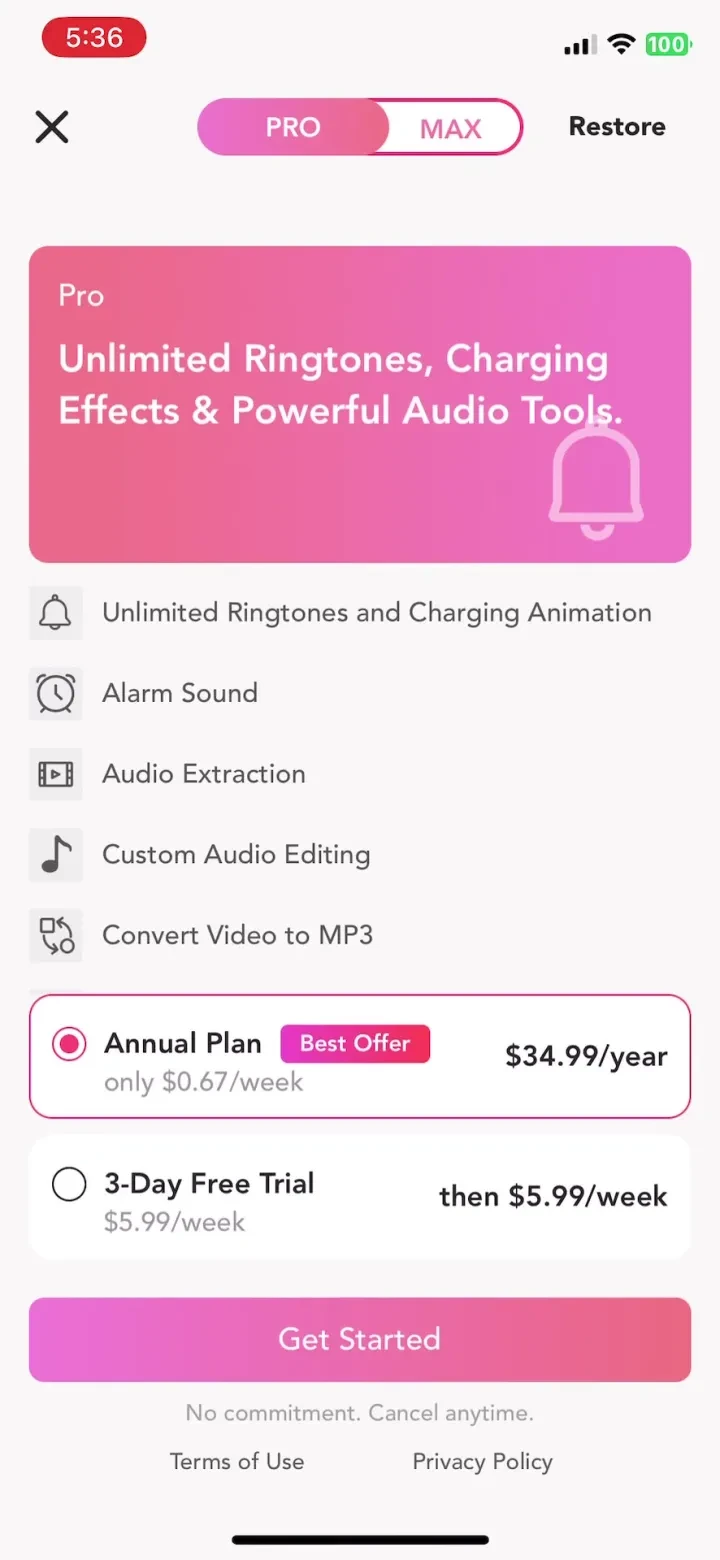ClipTone: Ringtone & AI Cover paywall screenshot