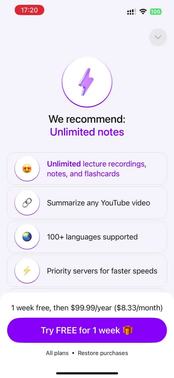 Coconote - AI Note Taker paywall screenshot