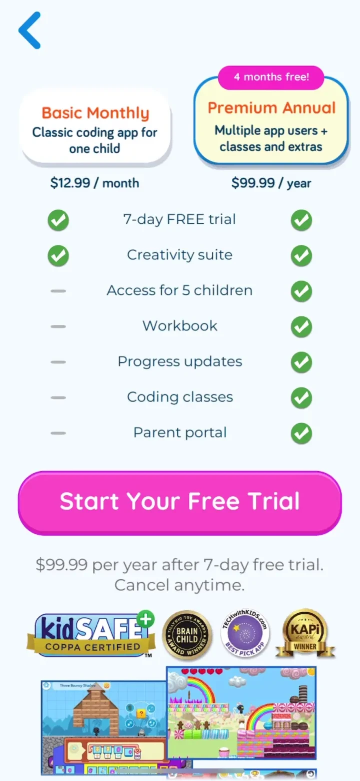 codeSpark - Coding for Kids paywall screenshot