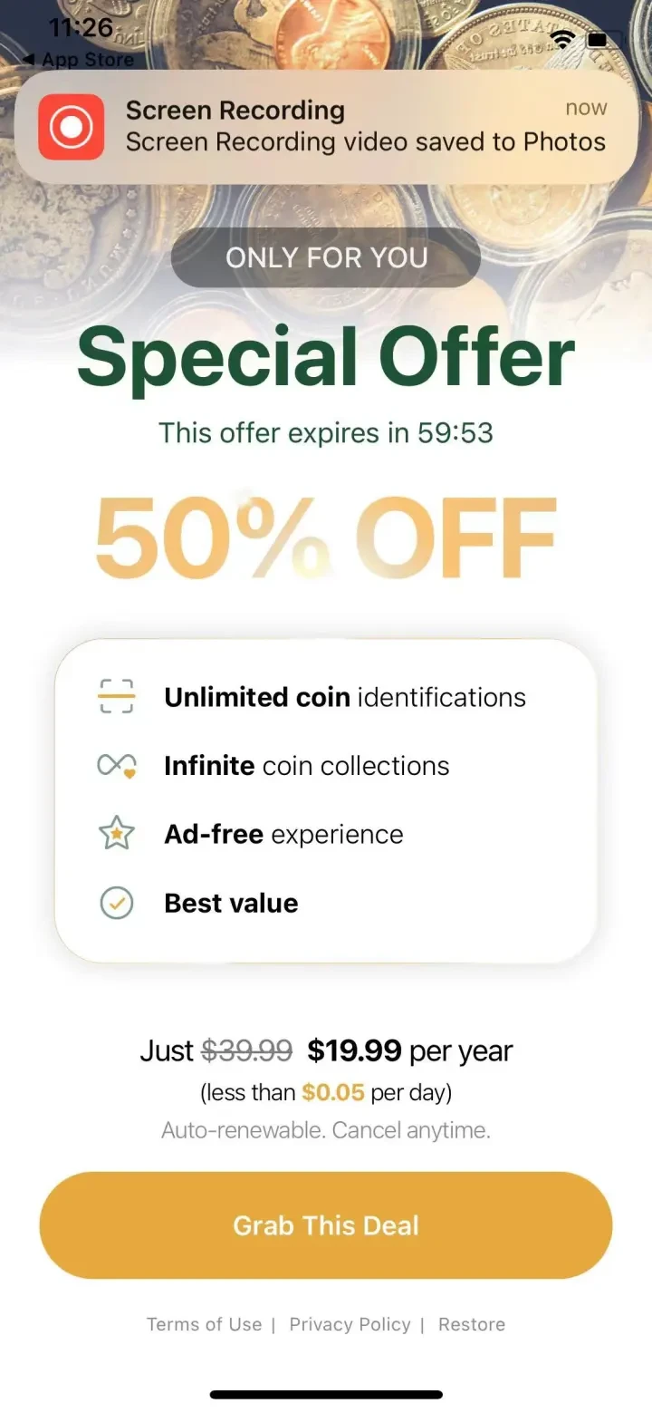 Coin ID: Coin Value Identifier paywall screenshot