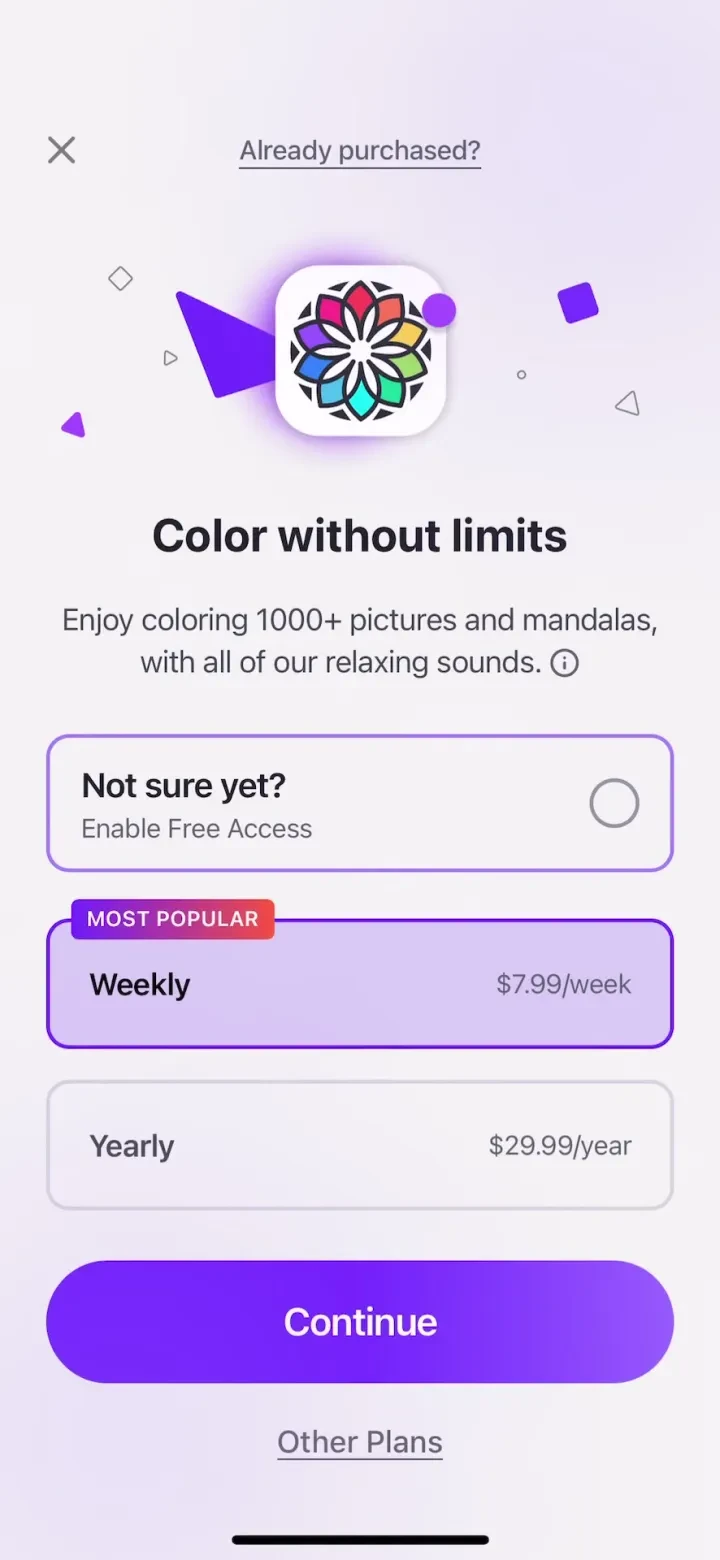 Coloring Book for Me paywall screenshot