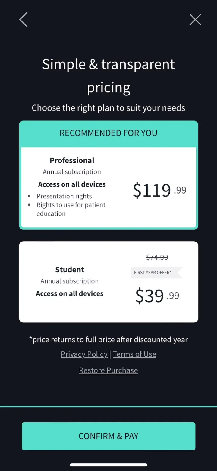 Complete Anatomy for iPhone paywall screenshot