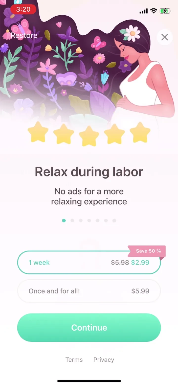 Contraction Timer & Counter 9m paywall screenshot