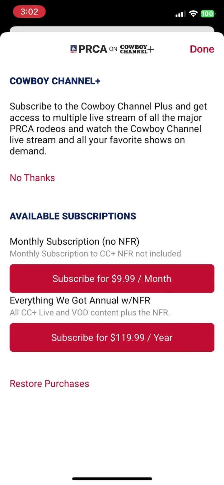 Cowboy+ paywall screenshot
