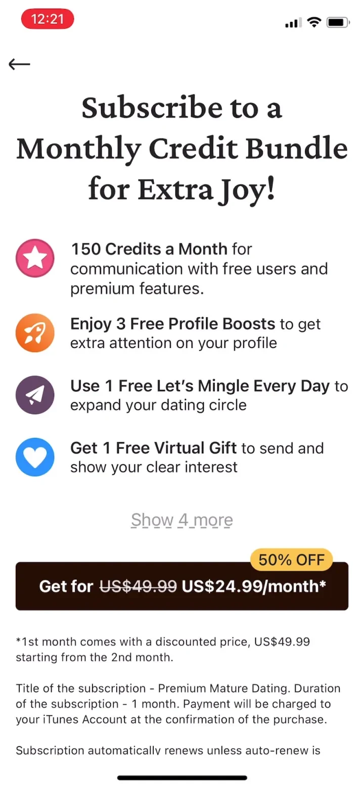 DateMyAge™ - Mature Dating 40+ paywall screenshot