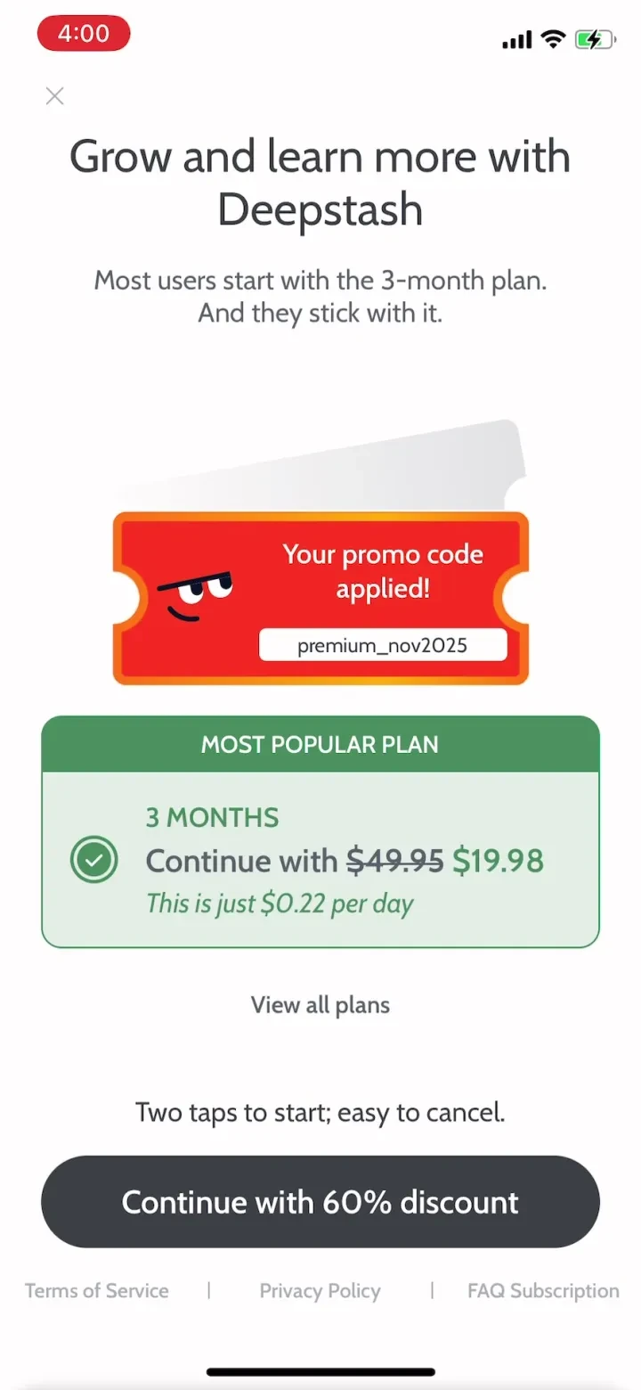 Deepstash: Smarter Every Day! paywall screenshot