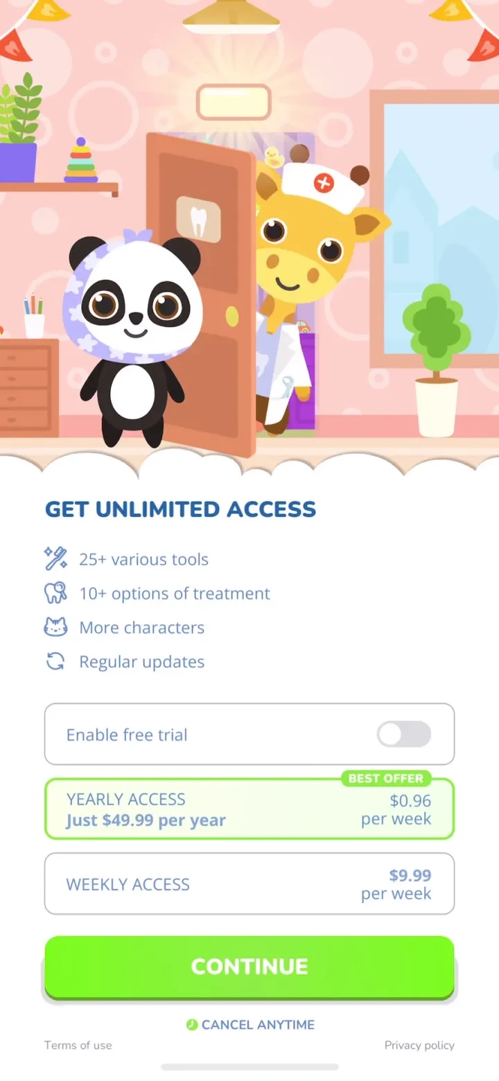 Dentist Baby Games for Kids paywall screenshot